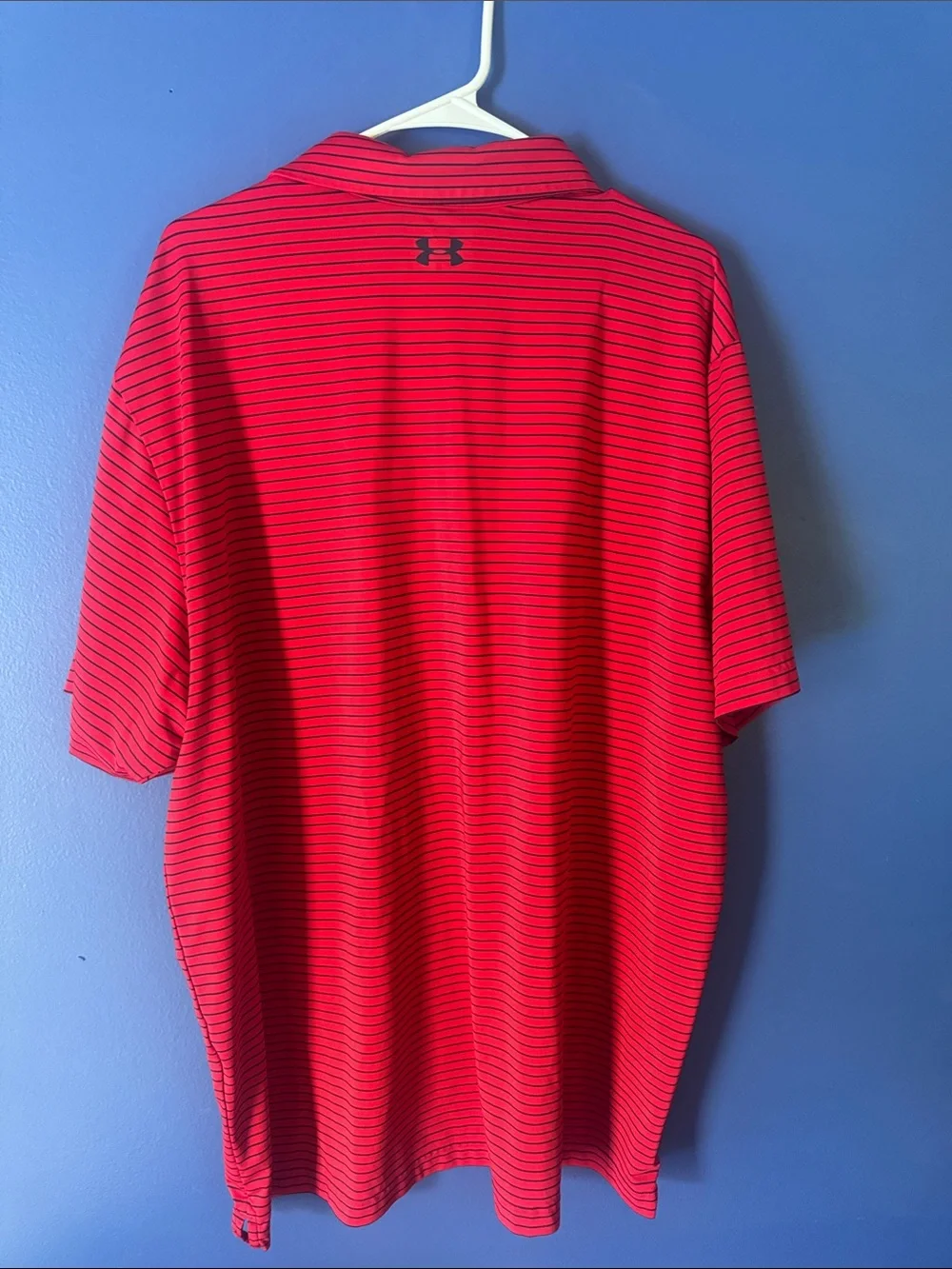 Under Armour Red Polo with Thin Black Stripes